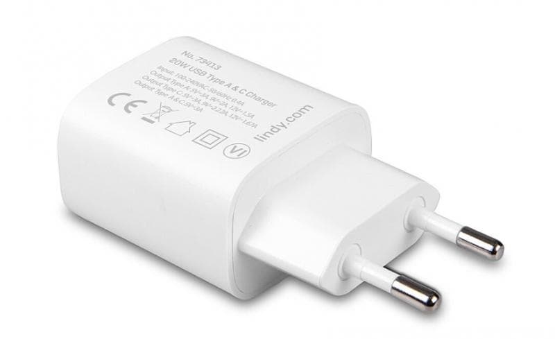 Di kepala charger, ada spesifikasi terkait dengan voltase, arus listrik, dan lain-lain. (Lindy.com)
