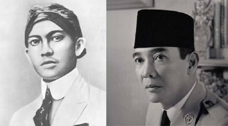 Foto Soekarno saat muda dan setelah menjabat sebagai presiden pertama Indonesia. (Twitter.com/surgababy)<br>